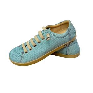 SNAKERS Sky Blue Snakeskin Python Sneakers Women's Size 10